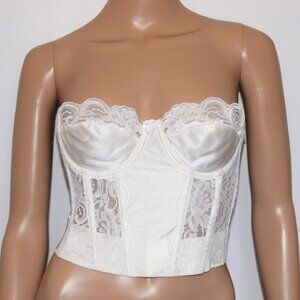 Vintage VICTORIA'S SECRET White Lace Back Closure Unpadded Corset Bustier 34B